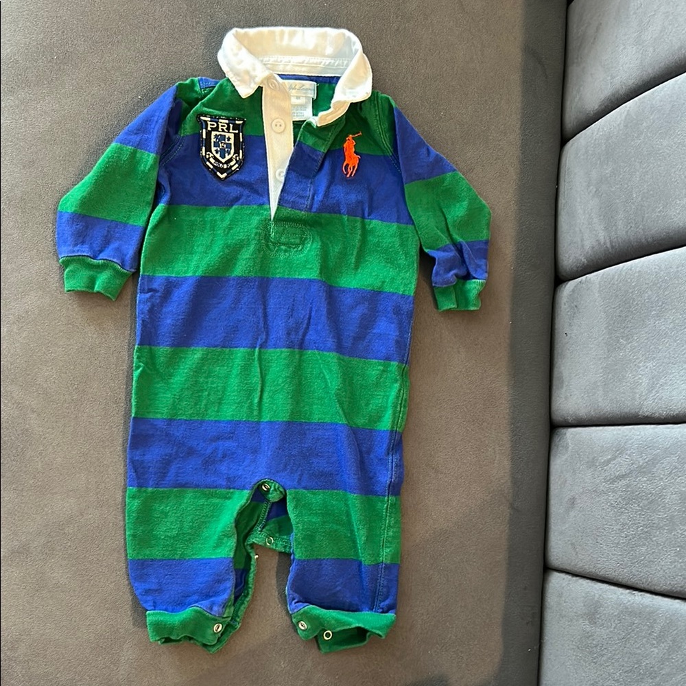 Ralph Lauren Green and Blue Rugby Bodysuit